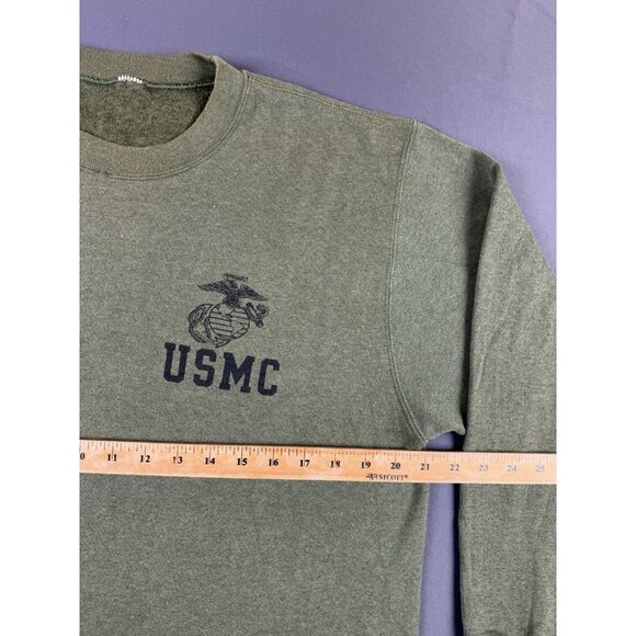 Rare Vintage USMC Forest Olive Green Faded Sweater Crewneck Marine Corps Hype - Picture 12 of 13